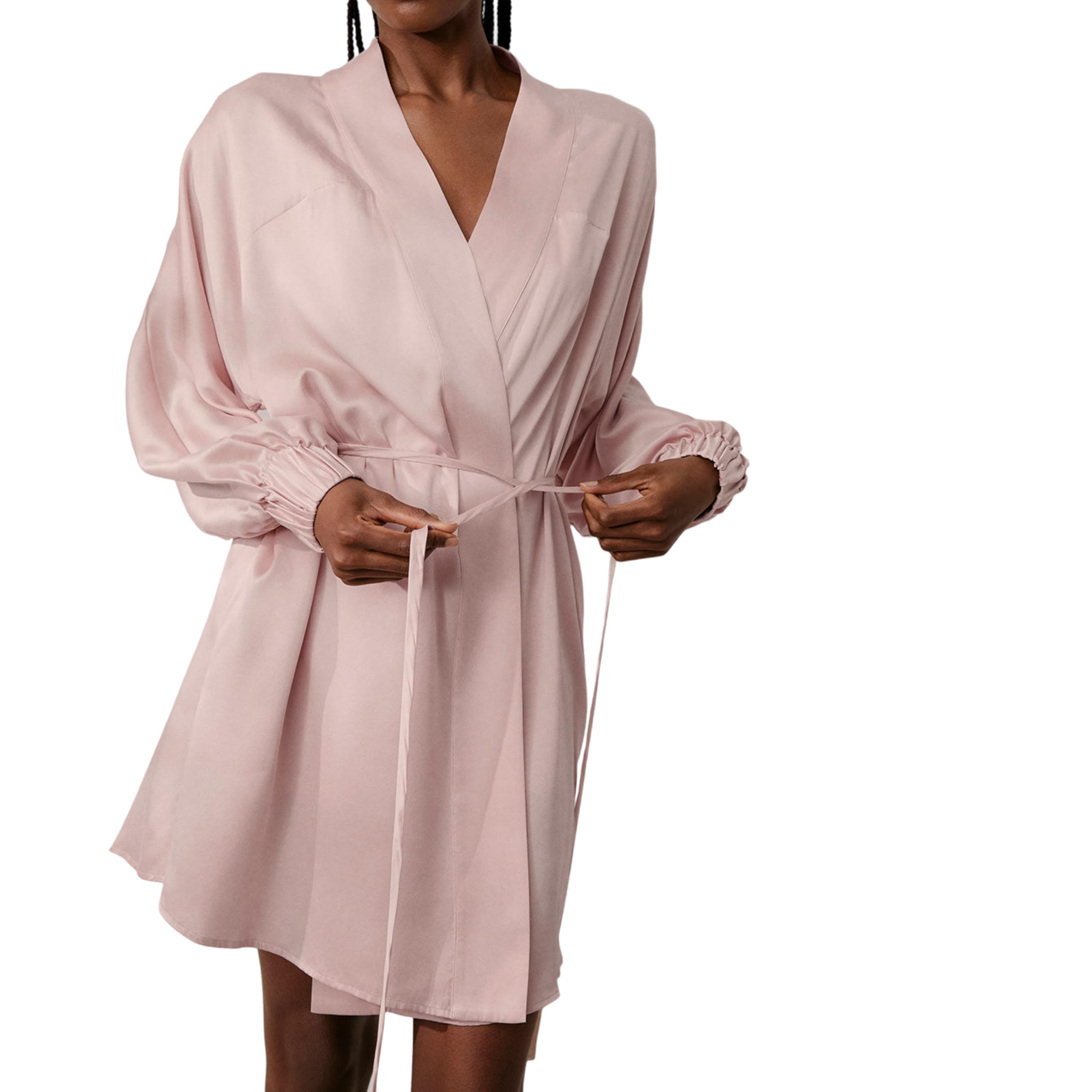 Lunya Washable Silk Robes for Women Lightweight Short Robes with Pockets Removable Belt Interior Tie Multiple Colors