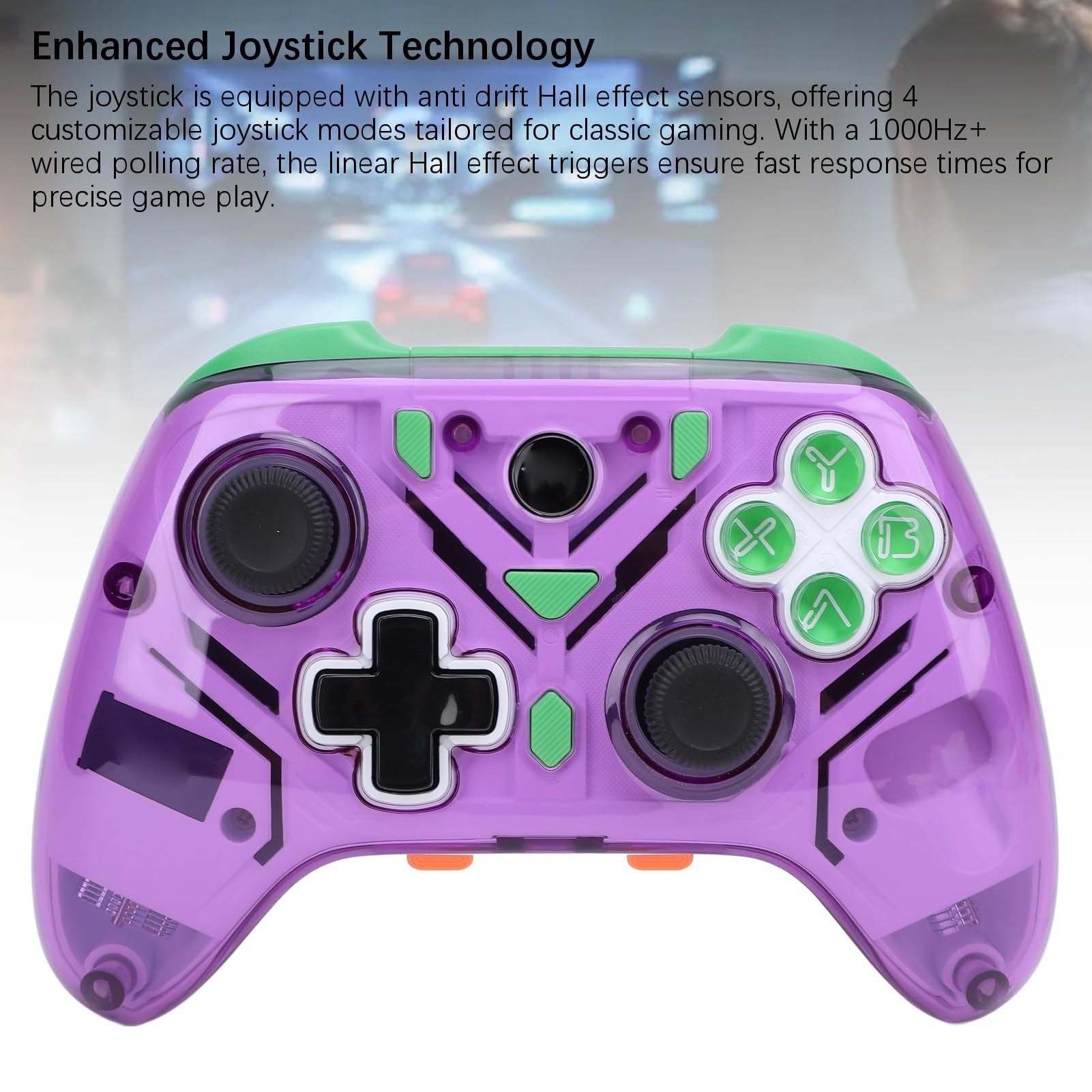 Bewinner Controlador de Juegos Inalámbrico 2.4G con Disparadores de Efecto Hall y Joystick, Luces RGB, Giroscopio de 6 Ejes, para PC, OS X, Mac, Steam (PURPLE)