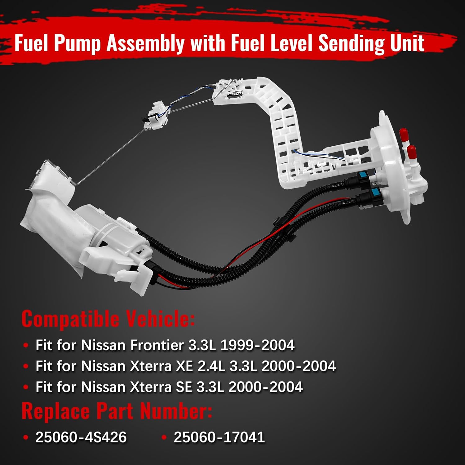 25060-4S426 Fuel Pump Assembly with Fuel Level Sending Unit Fit for Nissan Frontier 3.3L 1999-2004, for Nissan Xterra 2.4L 3.3L 2000-2004 Replace 25060-17041 - Image 2