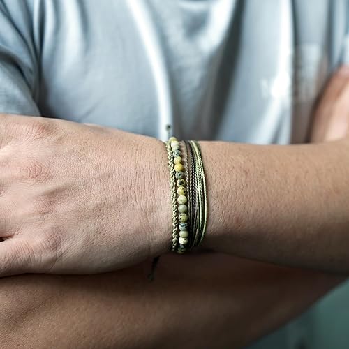 Miniatura 32 de Handmade Natural Stone Beaded Healing Bracelet Gift for Men Adjustable Rope String Bracelet (picasso jasper, Adjustable)