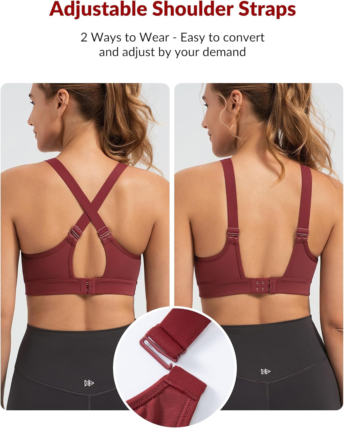 Yvette Supportive Sports Bra Adjustable Straps Plus Size Workout Running High Impact Sports Bras for Women Sewn in Pads - Image 3