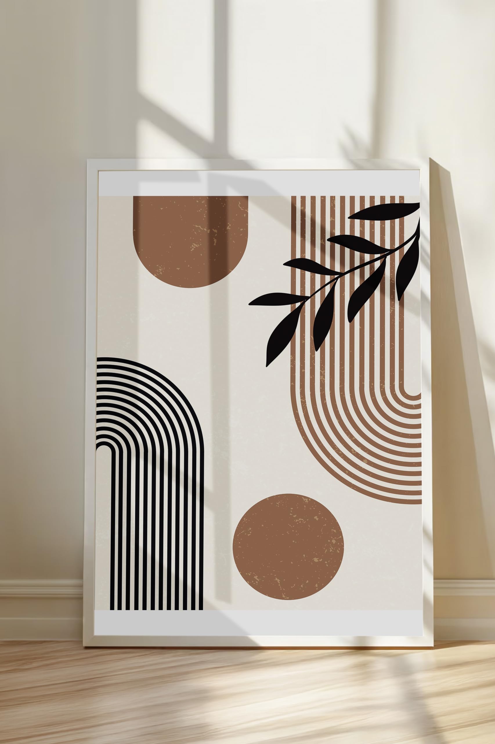Zestia Beyaz Çerçeveli Tablo, Geometrik Soyut Desen, Salon Dekoru Poster No: 106842 21 x 30