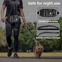 Vista 4 de Ownpets Correa elástica para perro con absorción de golpes y cinturón para correr, bolsa con cremallera para la cintura del perro con almohadillas