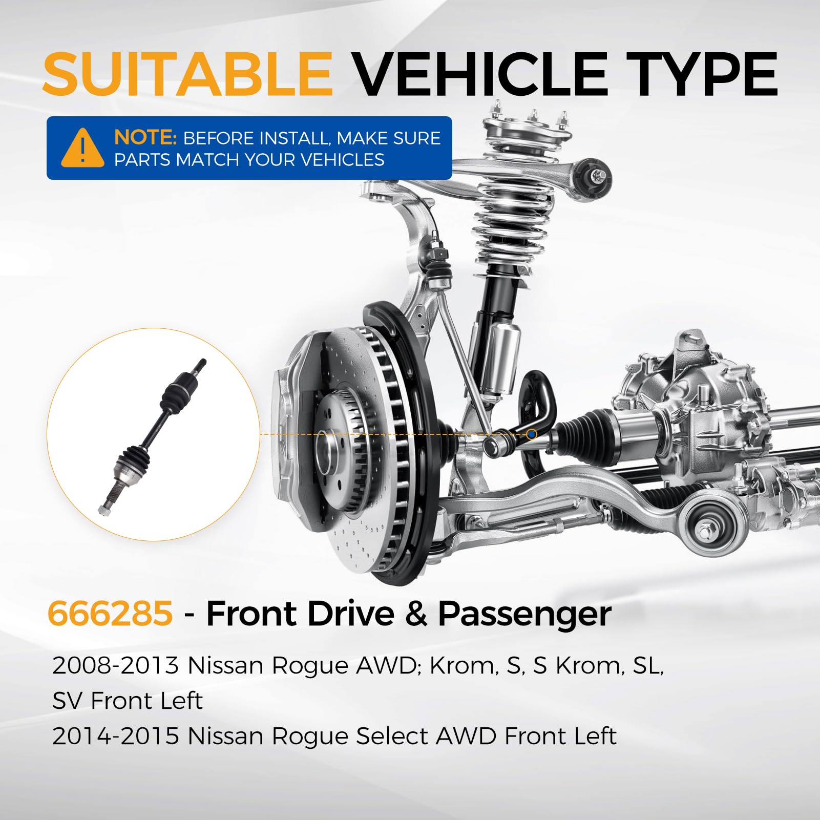 Amazon.com: PAROD 666285 AWD CV Axle Assembly Fit for 2008-2013