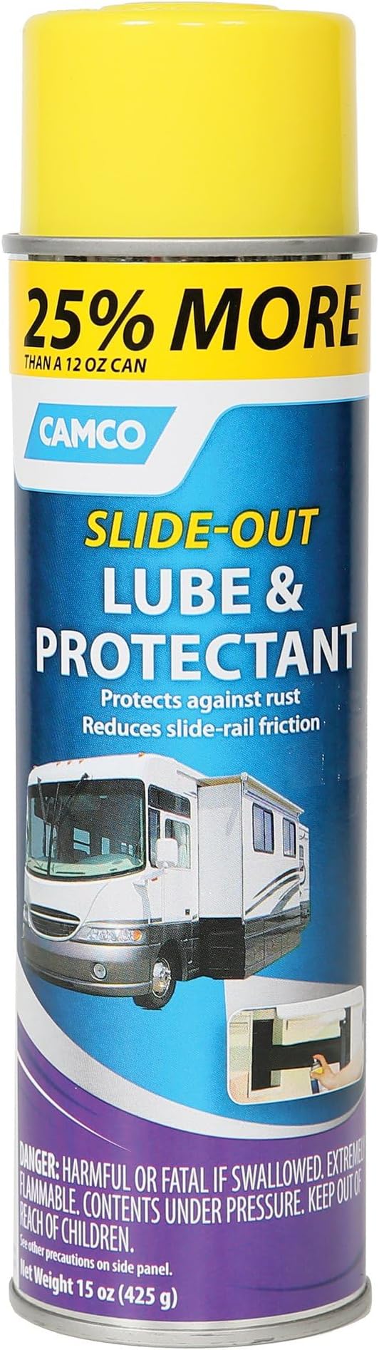 Camco Slide Out Lube -For Metal Parts, Rollers, Door Hinges and Brake Parts, Prevents Fading and Deterioration, Anti Corrosion and Anti Rust, For RVs, Boats, Cars and More - 15 oz (41105)