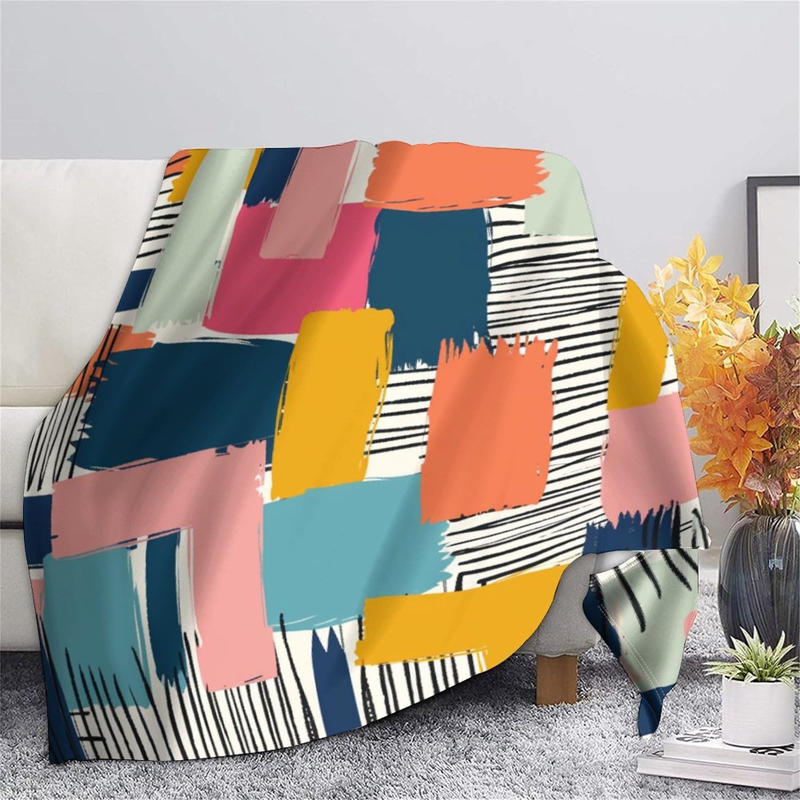 Coperta morbida in pile di flanella, motivo graffiti, regalo di compleanno per amici, famiglia, regalo di Natale per amici e partner, coperta natalizia per divano e letto, 150 x 200 cm