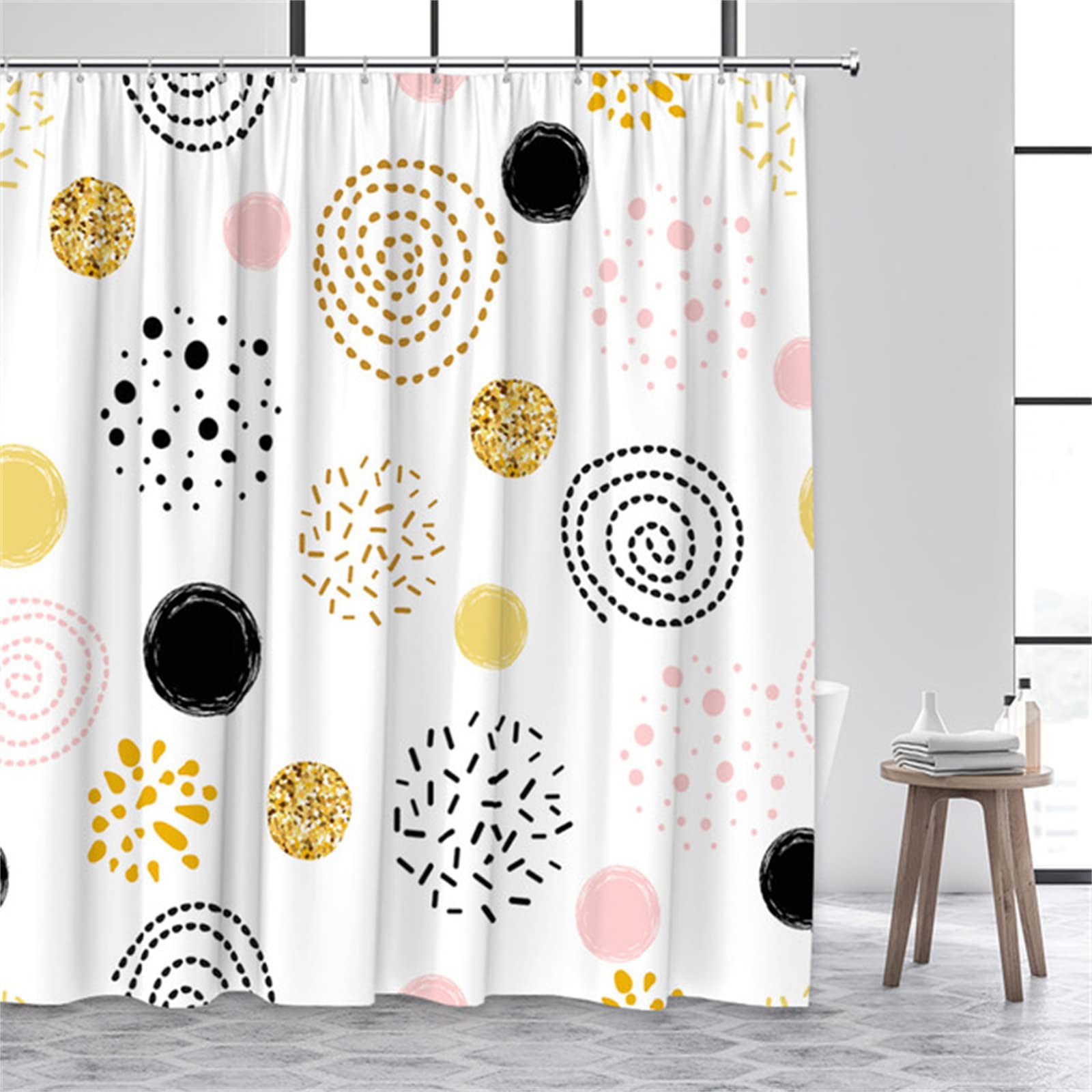 Minimalistyczna zasłona prysznicowa wodoodporne zasłony łazienkowe szer. 300 cm x dł. 180 cm, długa zasłona prysznicowa z haczykami, poliester zmywalny zasłony łazienkowe, szybkoschnąca ogrodowa zasłona prysznicowa na zewnątrz