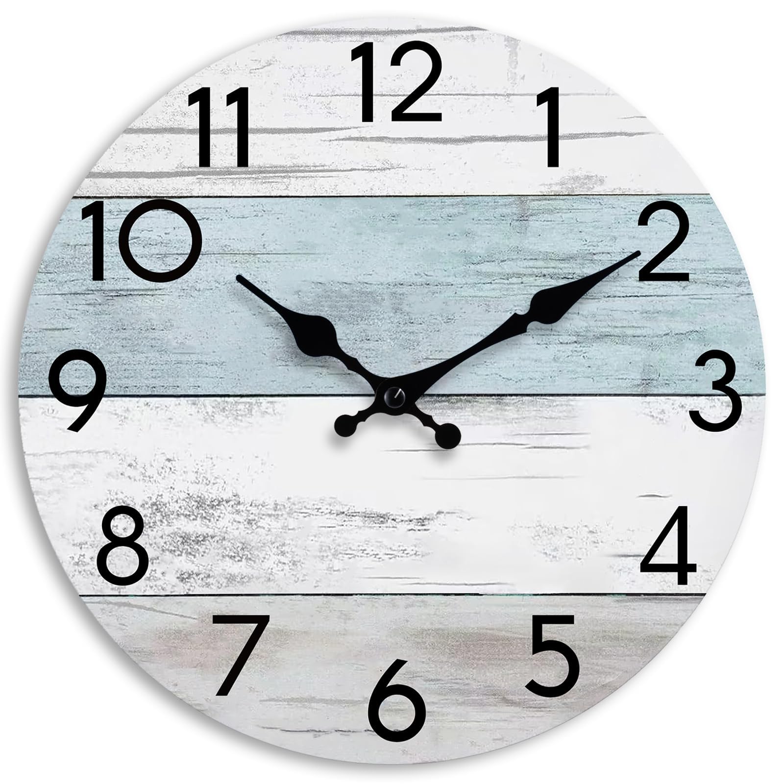 KECYET Wall Clock Silent Non-Ticking Wooden Clocks Battery Operated 8 Inch Small Country Retro Rustic and Beach Style Decorative for Kitchen, Home, Bathroom, Bedroom (Blue)