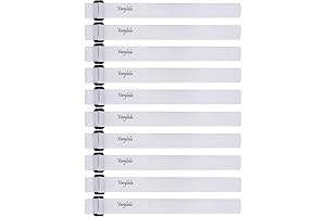 10 Pieces White Tie Down Straps: Versatile Hook and Loop Fasteners