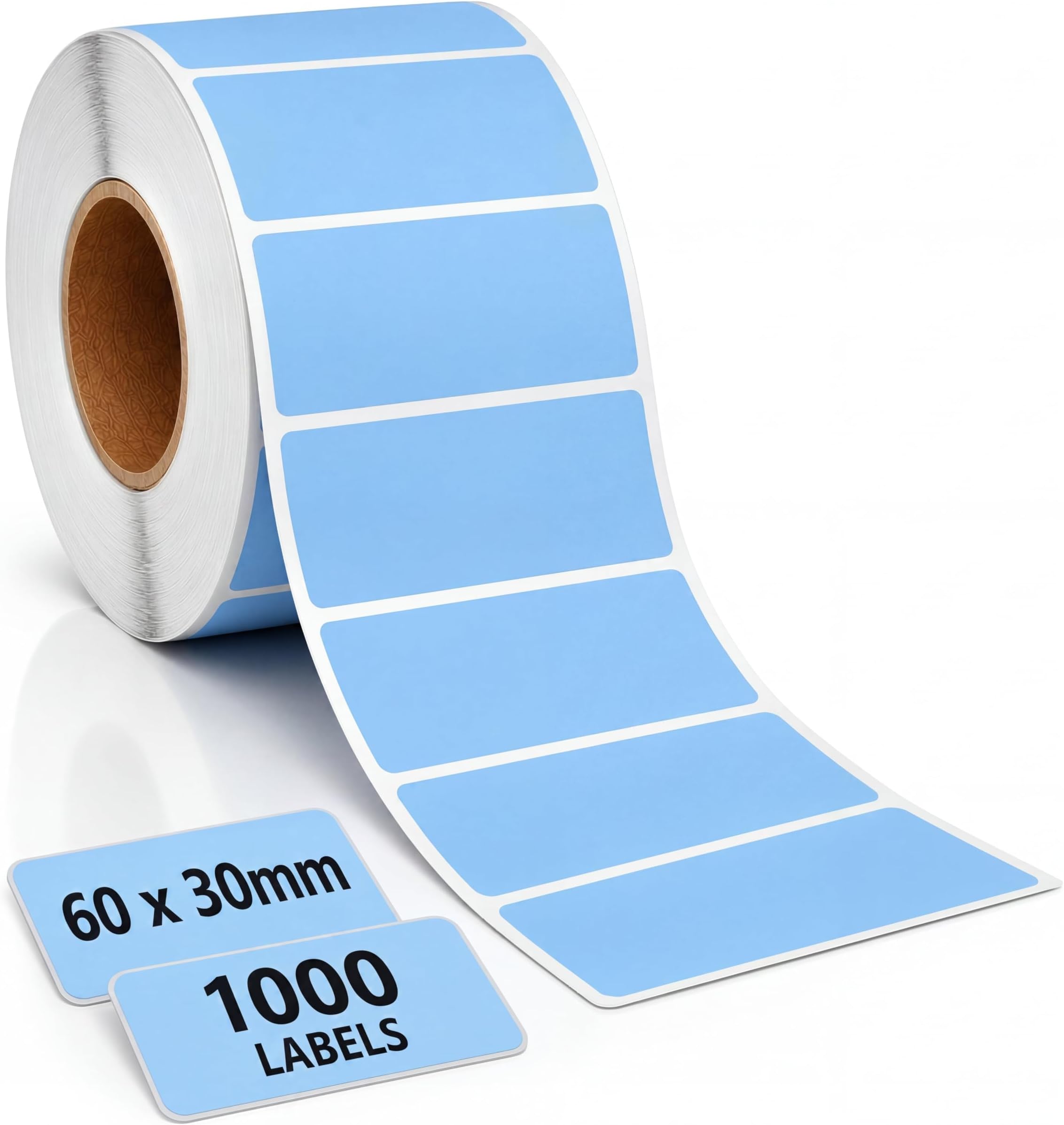 1000 Sticky Labels on a Roll 60 x 30mm, Blue Self Adhesive Blank Address Labels to Write On, Label Stickers for Fridge & Freezer Food Storage, Kitchen Spice Jars, Crafts & Schools