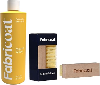 Fabricoat - Fabric Paint for Furniture 250ml Mustard Yellow + Soft Bristle Brush | Deep Cleans & Easily Lifts Dirt from Fabric & Upholstery | Restore or Change the Color of Couches, Chairs,