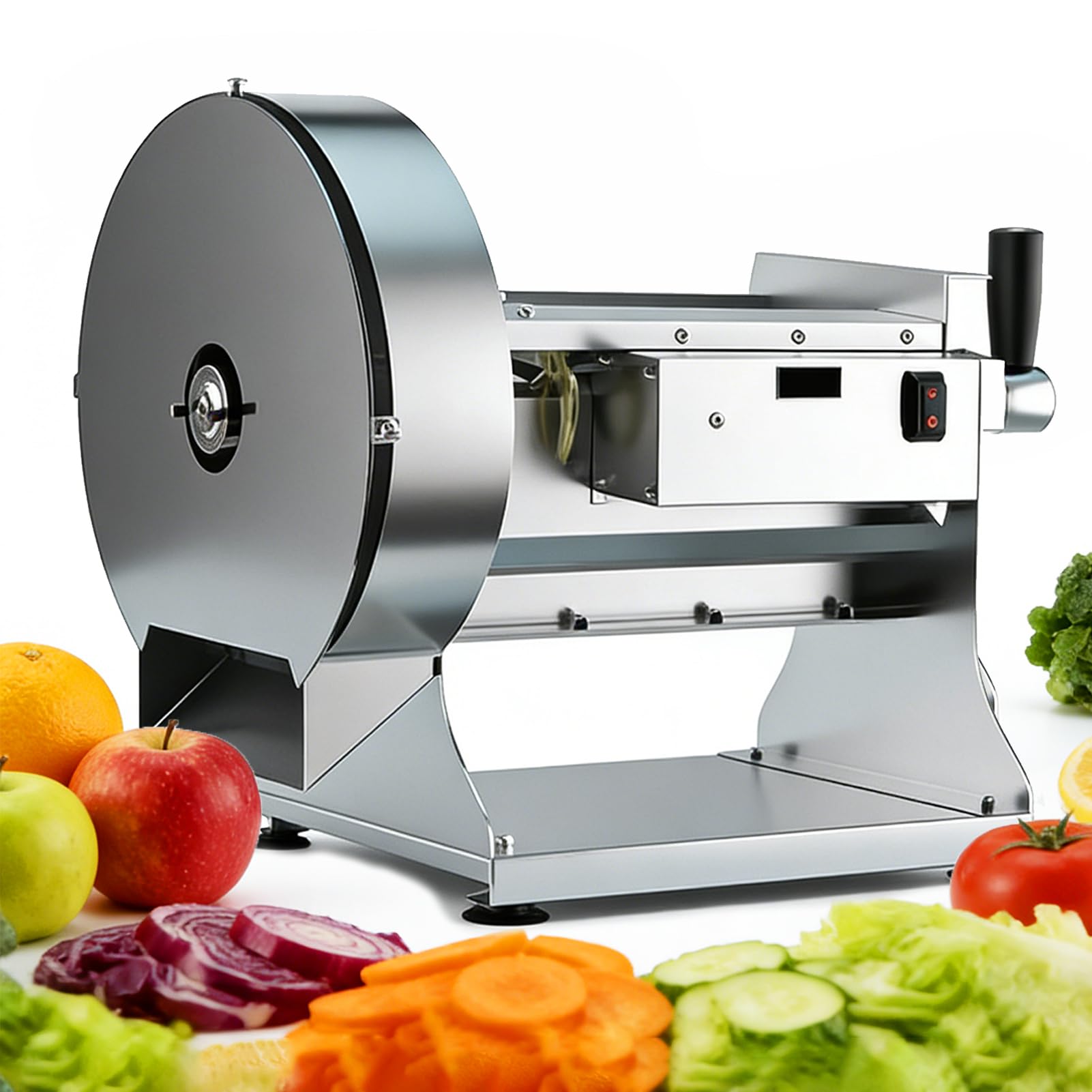 FHRKA Electric Vegetable Slicer & Shredder, Commercial Vegetable Slicing Machine, Adjustable Thickness 0.2–10mm Disc Food (Slice + Shred)