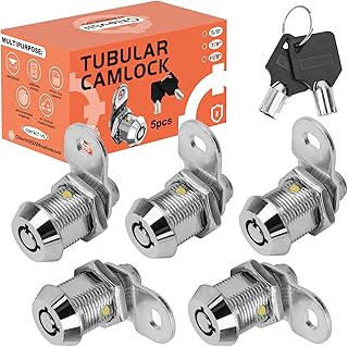 Chievbit 5 Pack RV Storage Locks, Cam Lock,7/8”RV Locks for Storage Door,Compartment Cabinet Locks,Camper Storage Locks for Travel Trailer,RV Cam Locks with 10 Keys