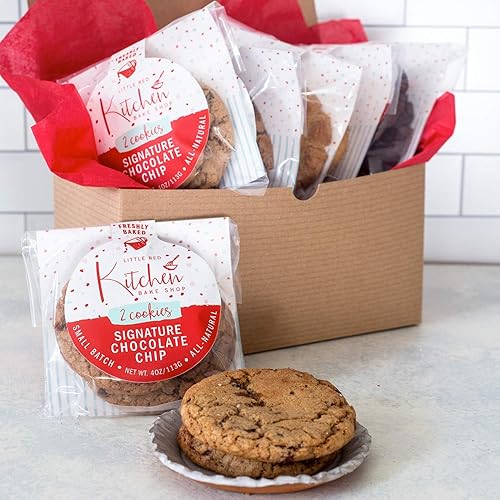 Galletas de chispas de chocolate recién horneadas - 1 docena - Caja de regalo gourmet - Regalos para hombres y mujeres - Galletas suaves - Little