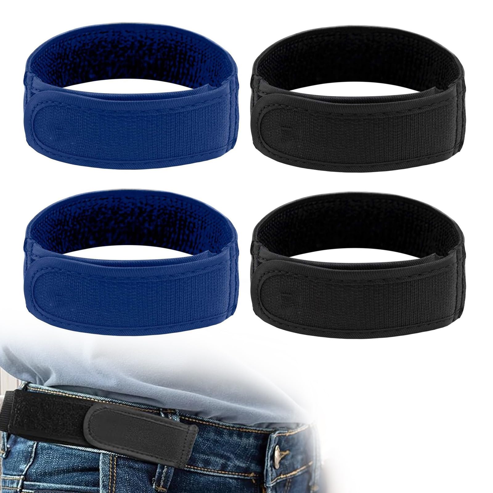 Liameph Men's Black 4 Pcs No Buckle Belts For Buckless Belt For Adjustable Velcro Belts For Lazy Adjustable Belt Elastic Belt Invisible Velcro Belt Convenience Belt, L( Blue)