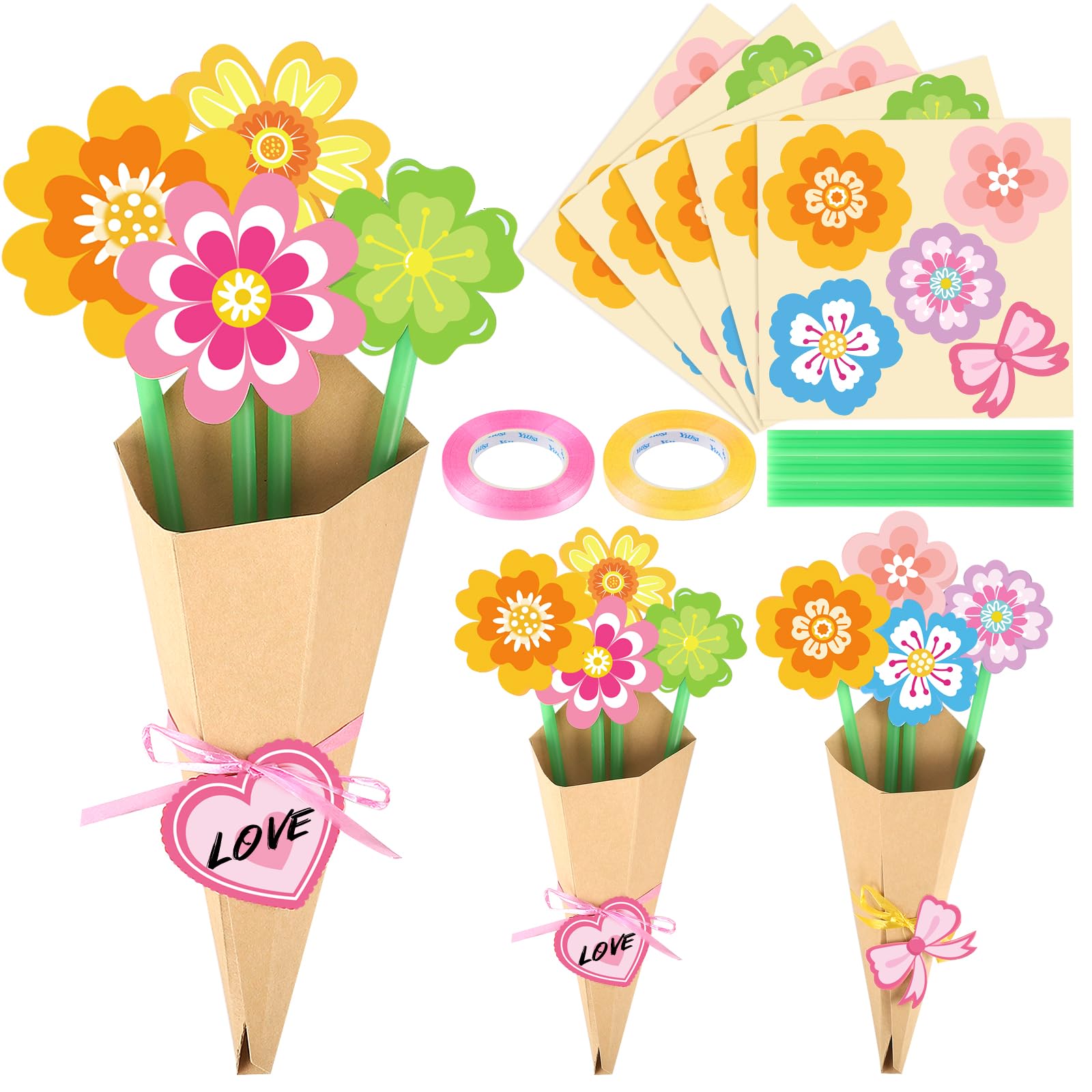 Sereliy 24 set Mother's Day Card Making Kits for Kids, Mother's Day Flower DIY Greeting Card with Envelopes,Bulk Mothers Day Handmade Crafts for