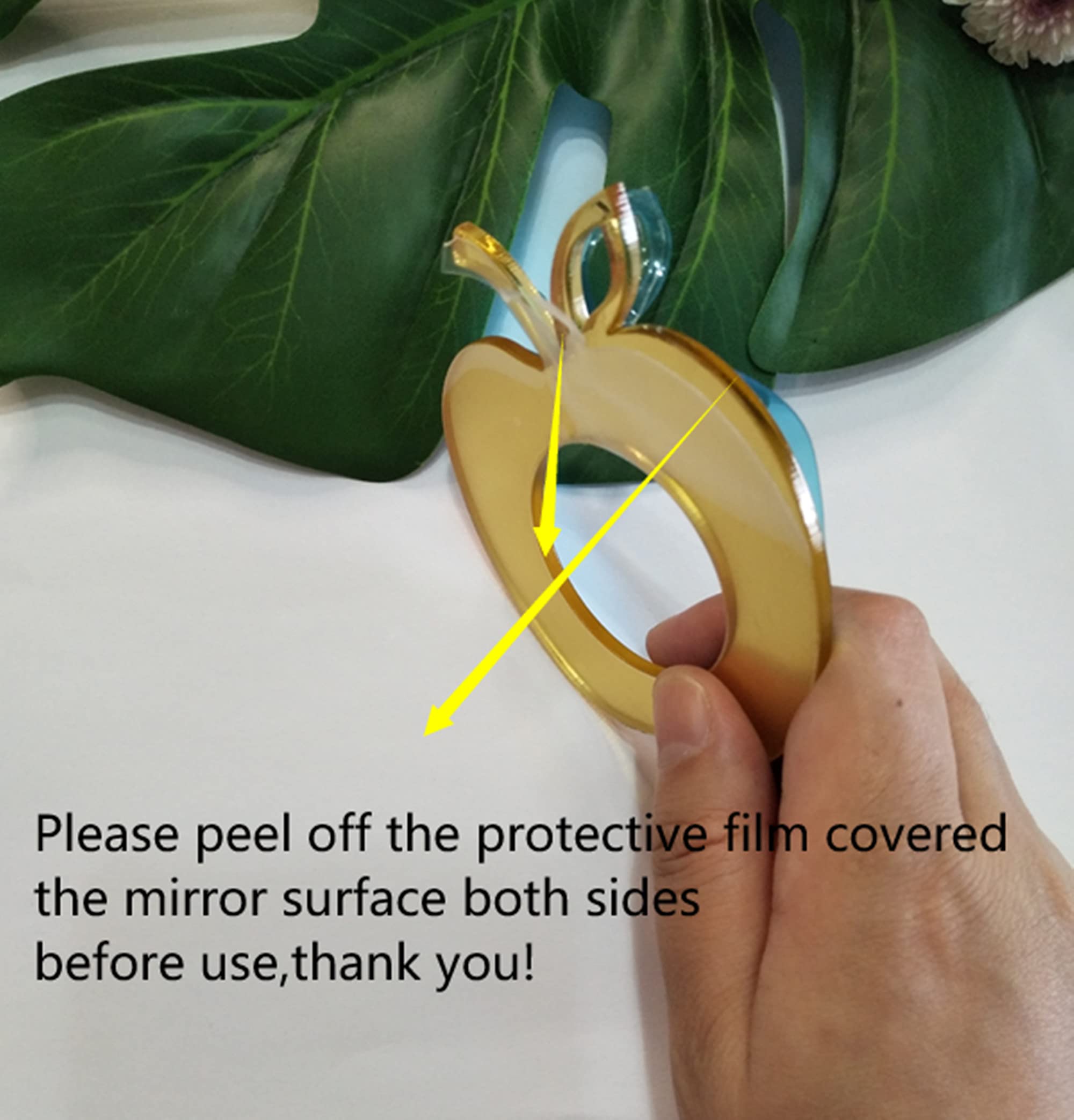 Acrylic Apple Napkin Rings, Apple Napkin Ring for Wedding Signs, Bridal Shower Party Décor, Engagement Apple Shaped Crafting Sets of 10 (Gold Mirror)