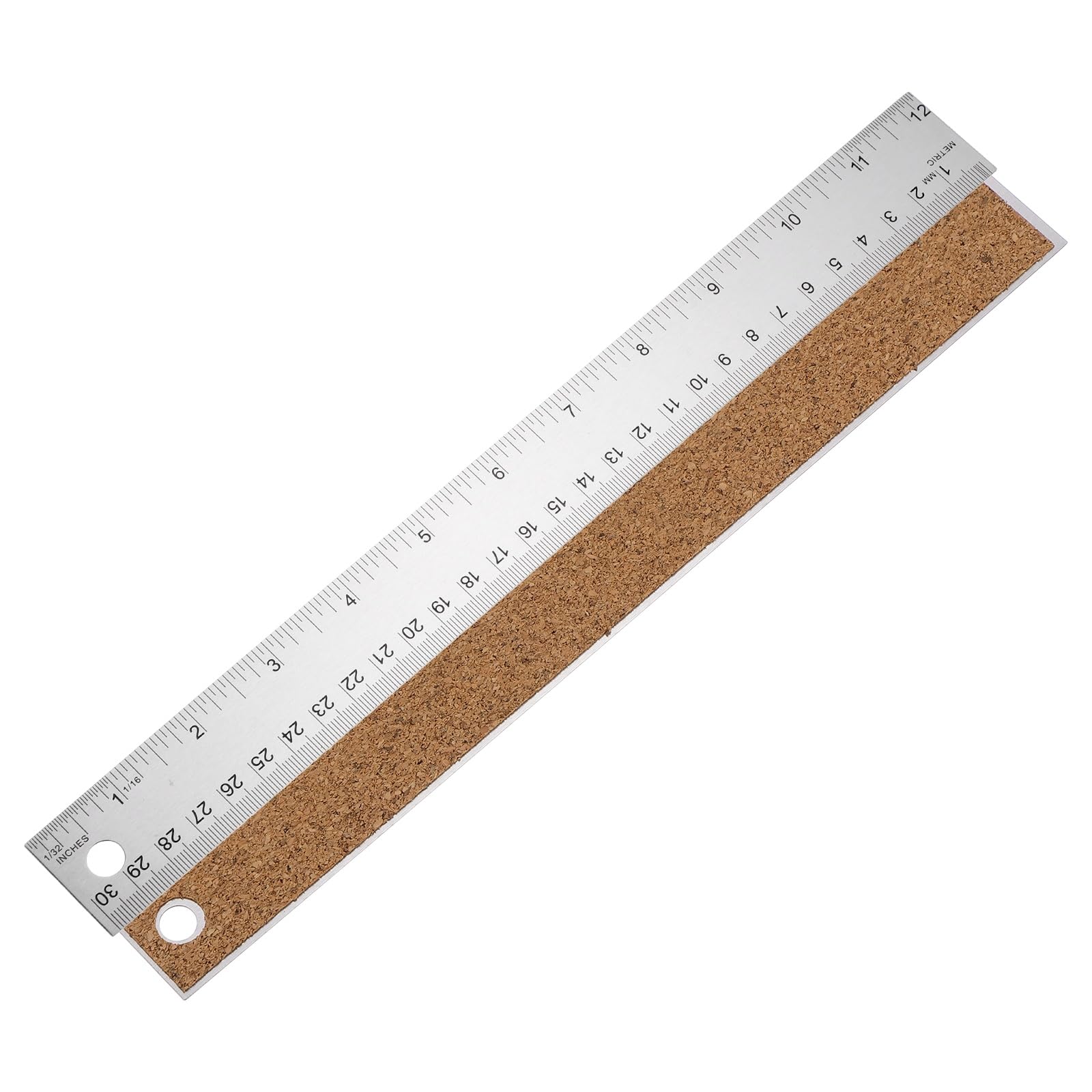 sourcing map Stainless Steel Rulers with Cork Backing 30cm/12" Inch and Metric Precision Metal Ruler Straight Edge Measuring Tool for Office Engineering Tools