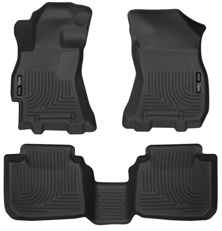 Tapetes Automotivos Husky Liners Weatherbeater sob Medida para Subaru Legacy e Subaru Outback 2015–2019, Dianteiros e 2ª Fileira, Preto, 3 Peças - 99671