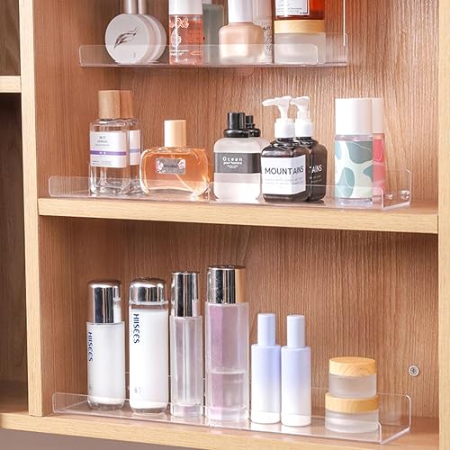 Miniatura 8 de beertoy Estantes de baño acrílicos para montar en la pared, sin perforación, adhesivo grueso, transparente, estantes de almacenamiento y exhibición,