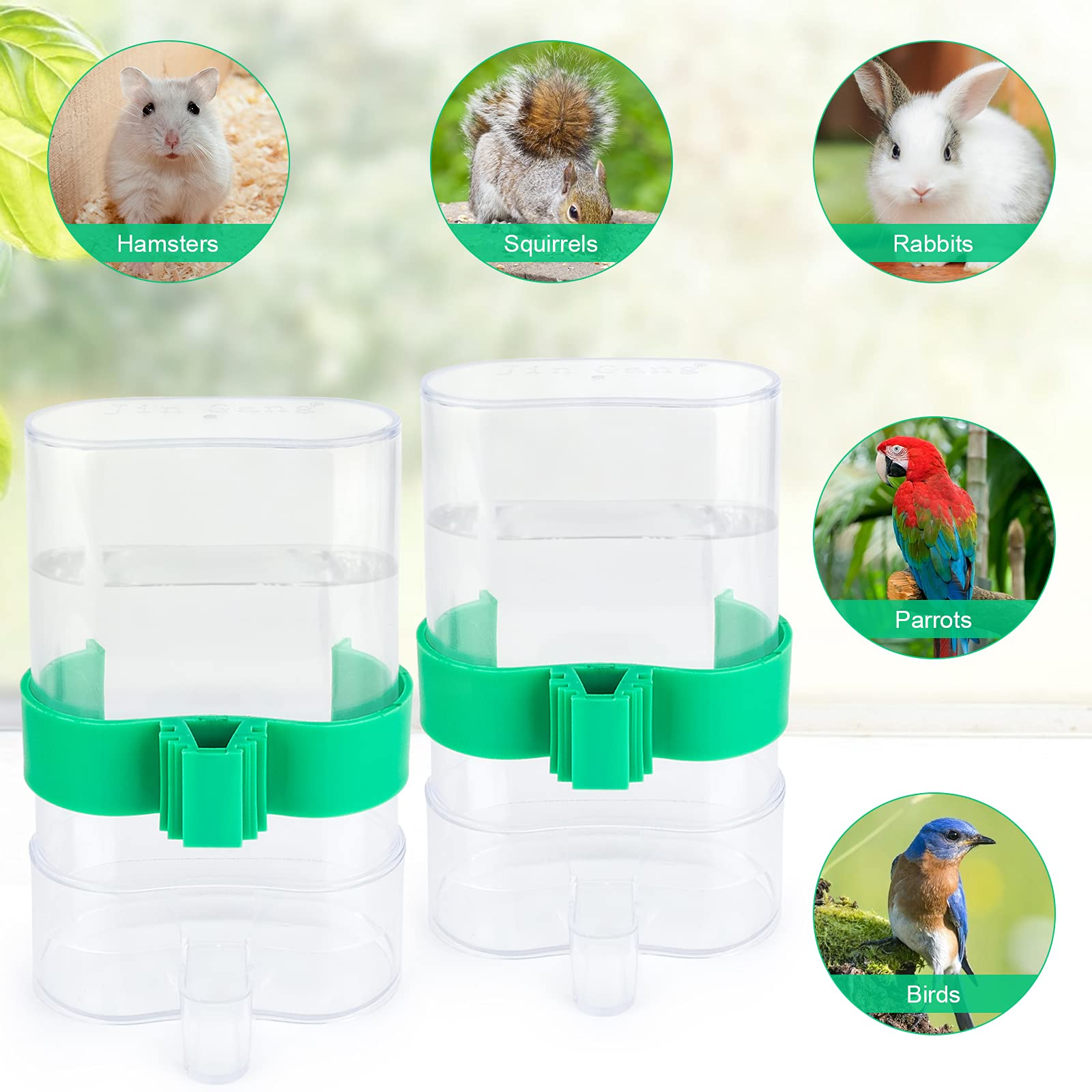 2 Pcs Mangeoires et Abreuvoir Automatique pour Oiseaux - Distributeur d'Eau Transparent pour Perruche, Perroquet, Pigeon - Bouteille en Cage