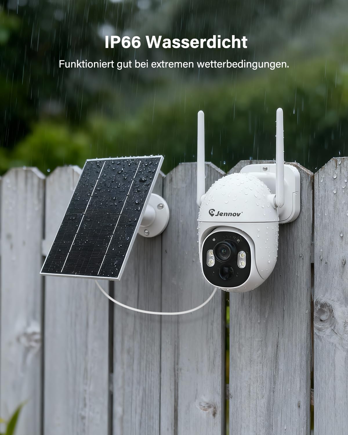 Überwachungskamera Außen Solar, 5MP Erweiterungskamera für Jennov Sicherheitssystem, 360° PTZ, Farbnachtsicht, PIR-Erkennung, Zwei-Wege Audio, ohne Abonnement