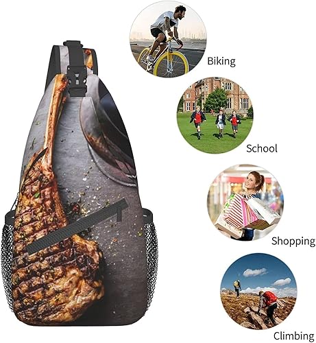 Miniatura 7 de Elegante bolsa de pecho para barbacoa de carne de res a la parrilla, carne de vacuno, carne de ternera, canalé en hueso, mochila cruzada de hombro