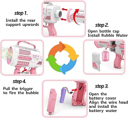 Miniatura 4 de VERSDITAS Pistola automática de burbujas Gatlin, ametralladora de burbujas lanzacohetes, miles de burbujas por minuto, adecuada para niños y