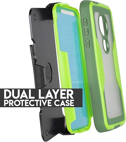 Miniatura 3 de Diseñada para Moto G6 Play, Motorola G6 Forge Funda transparente de cuerpo completo con protector de pantalla integrado con soporte y clip para