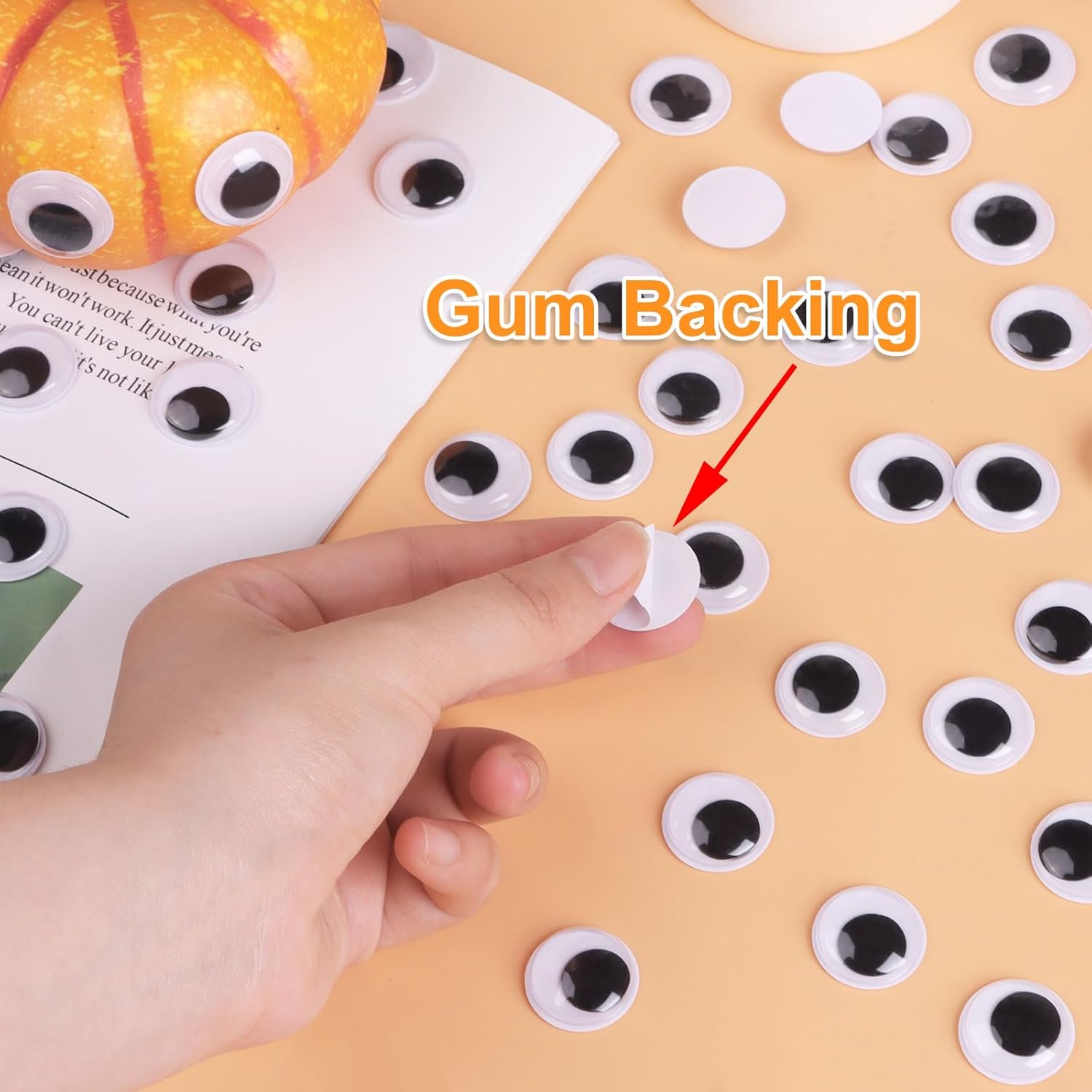 CCINEE 20mm Black Googly Wiggle Eyes 200PCS with Self-Adhesive for DIY Handmade Crafts Decorations - Image 3