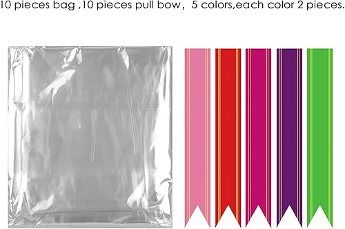 Miniatura 2 de Kolewo4ever Paquete de 20 bolsas de cesta de San Valentín de 30 x 44 pulgadas, juego de 10 bolsas de embalaje, envoltura de celofán de San Valentín,