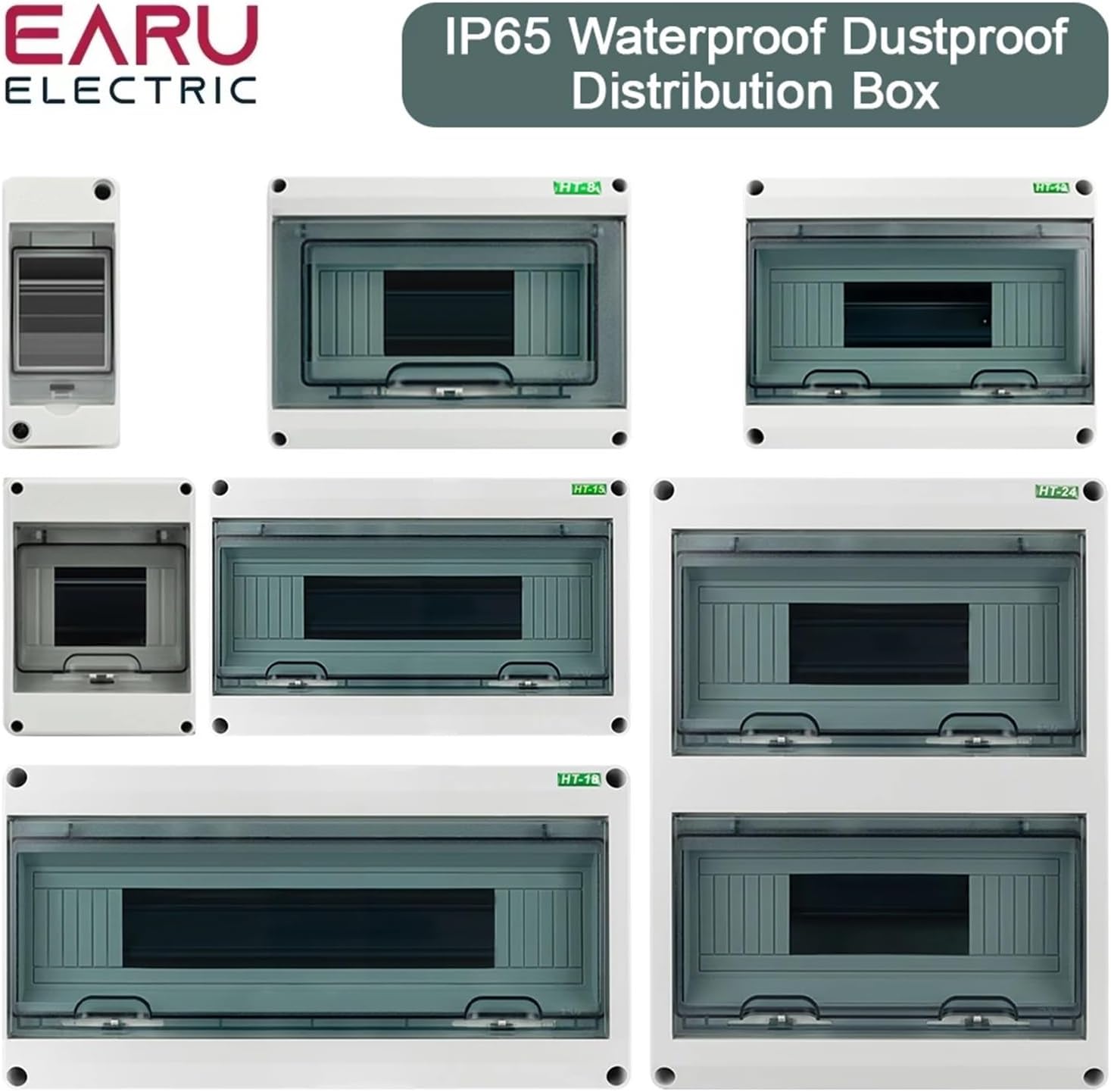 HT 2/5/8/12/15/18/24 Series Junction Box PC Plastic Outdoor Electrical IP65 Waterproof Dustproof Distribution(HT-12)