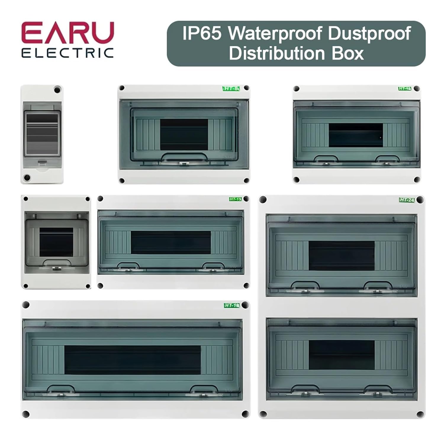 HT 2/5/8/12/15/18/24 Series Junction Box PC Plastic Outdoor Electrical IP65 Waterproof Dustproof Distribution(HT-12)