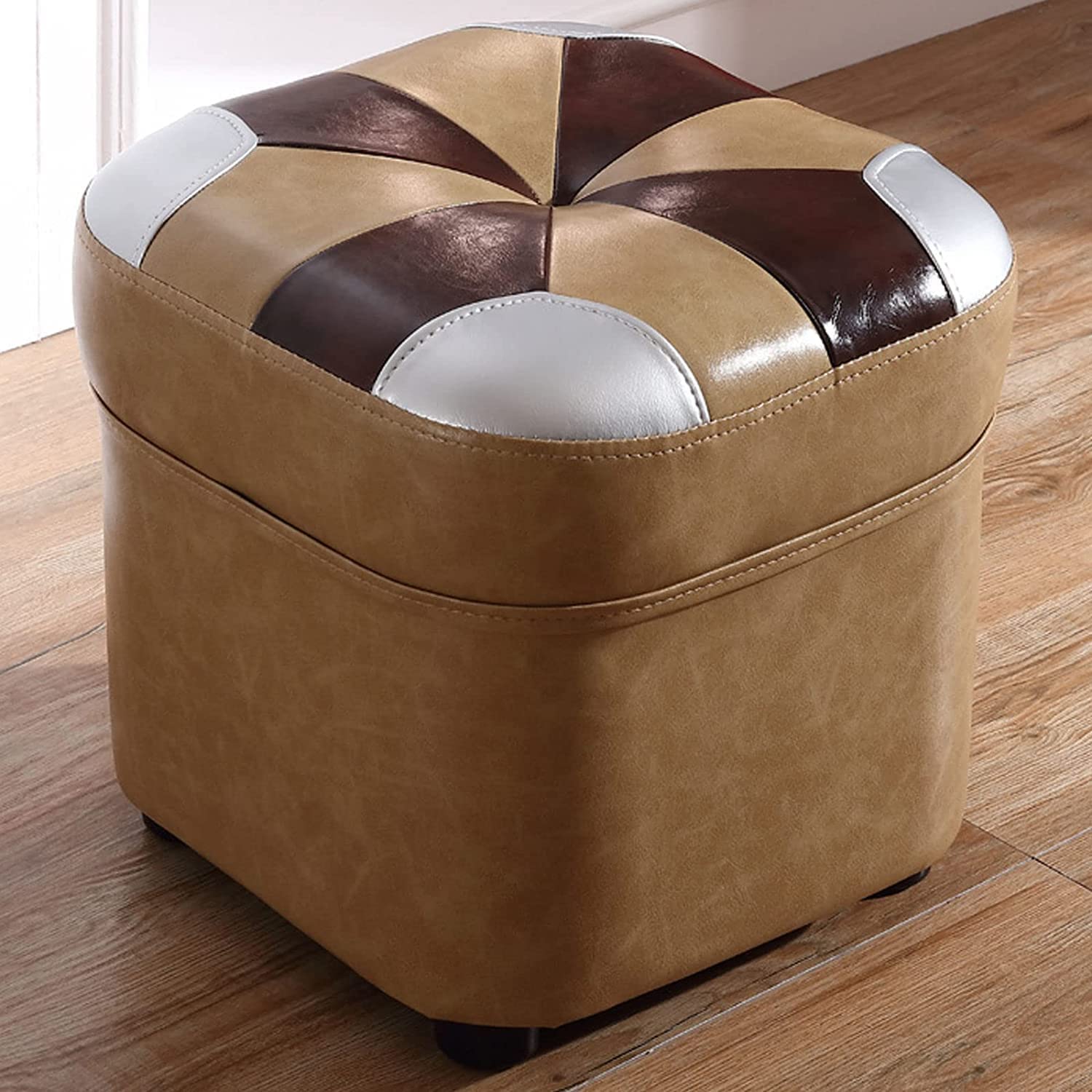 Repose-pieds en cuir de vache véritable ottoman carré haut de gamme