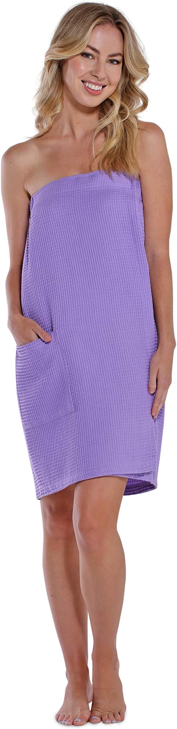 TurquazLightweight Knee Length Waffle Robes For Women Spa Bath Waffle