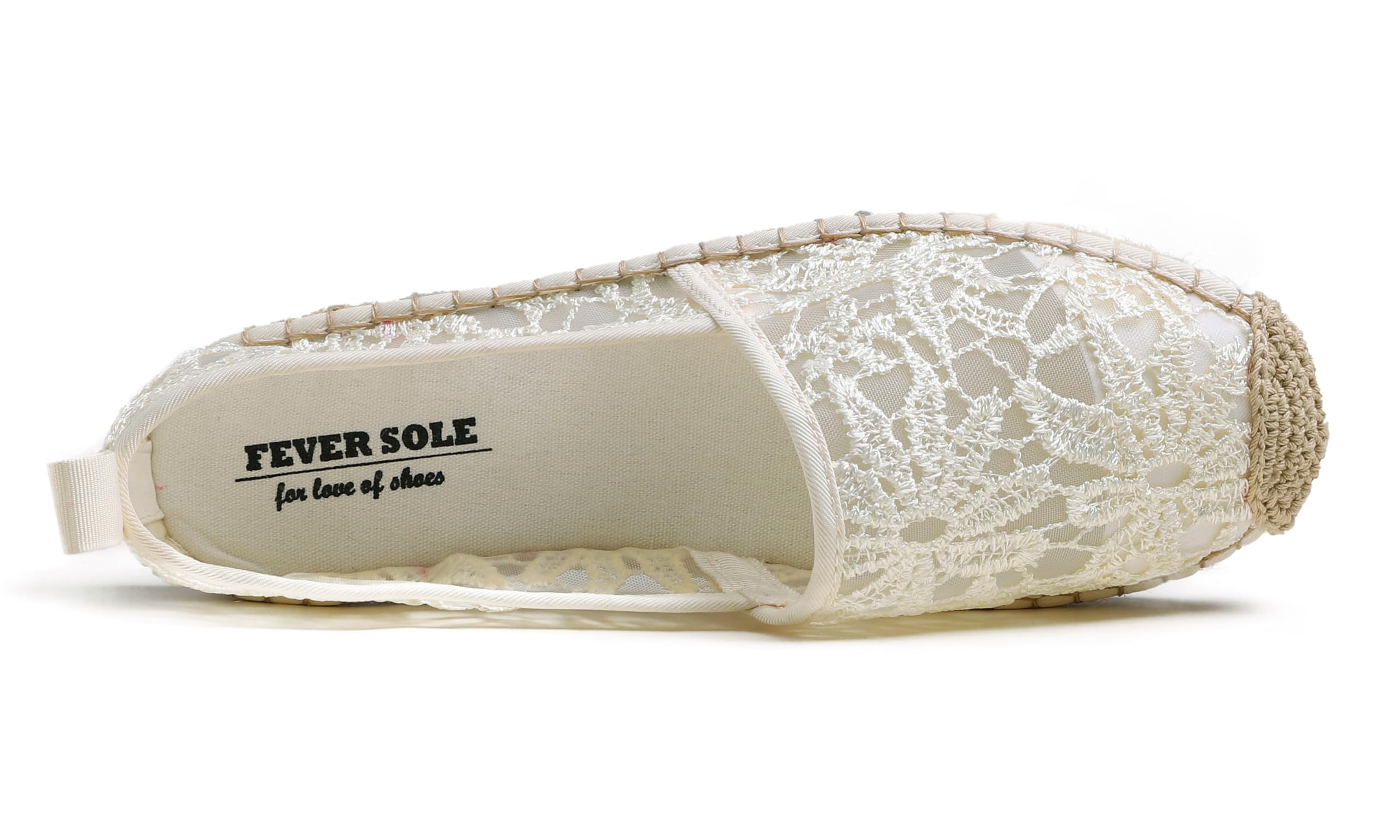 Feversole Round Toe Crochet Jute Balle, Ballett-Häkelflatschen Bequeme und atmungsaktive Schuhe für Frauen