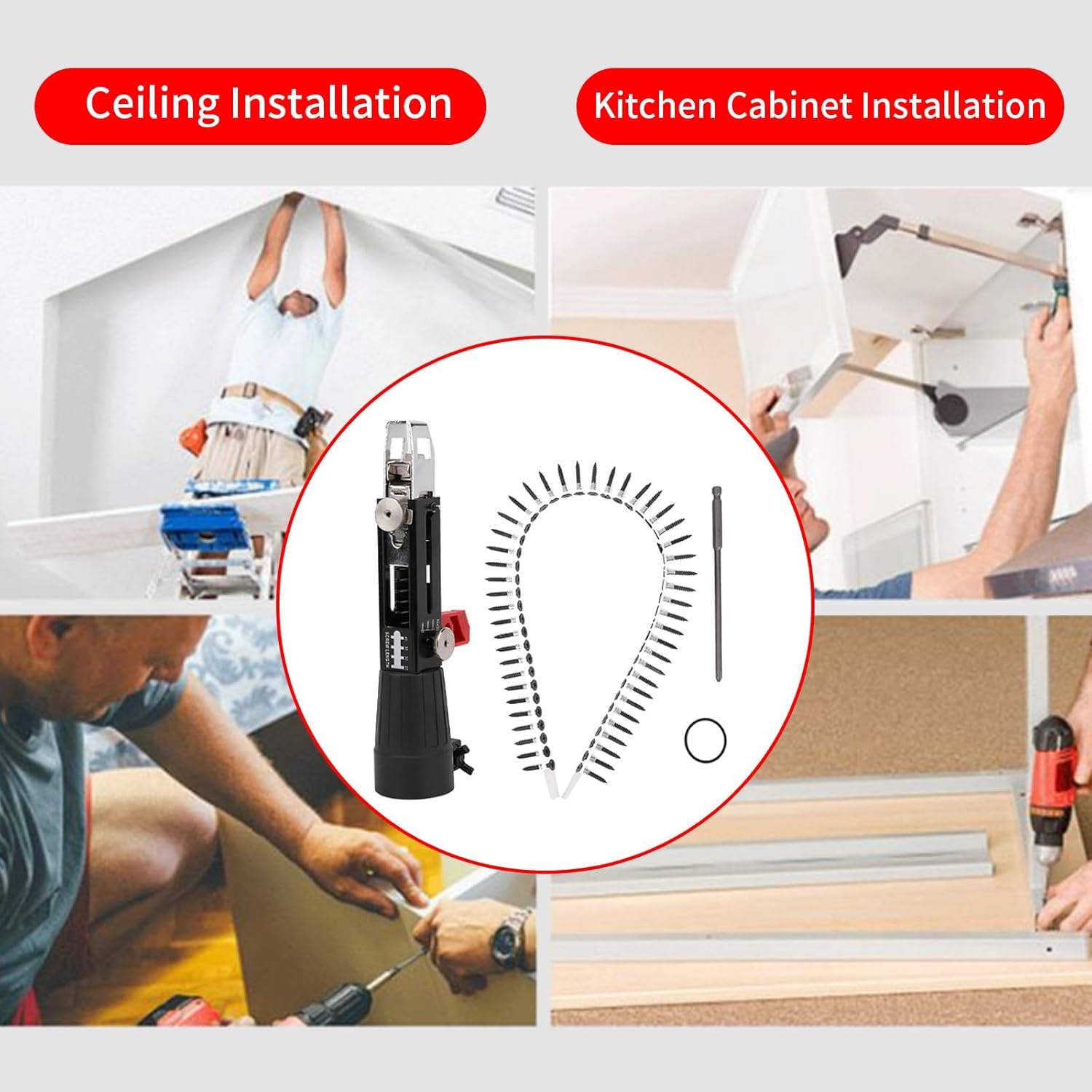Automatic Chain Nail Gun Screwdriver Bit, for Electric Drill, 48MM Drywall Screw Gun Attachment with Auto Feed, for Fast Drywall, Woodwork, Partition Board Installation