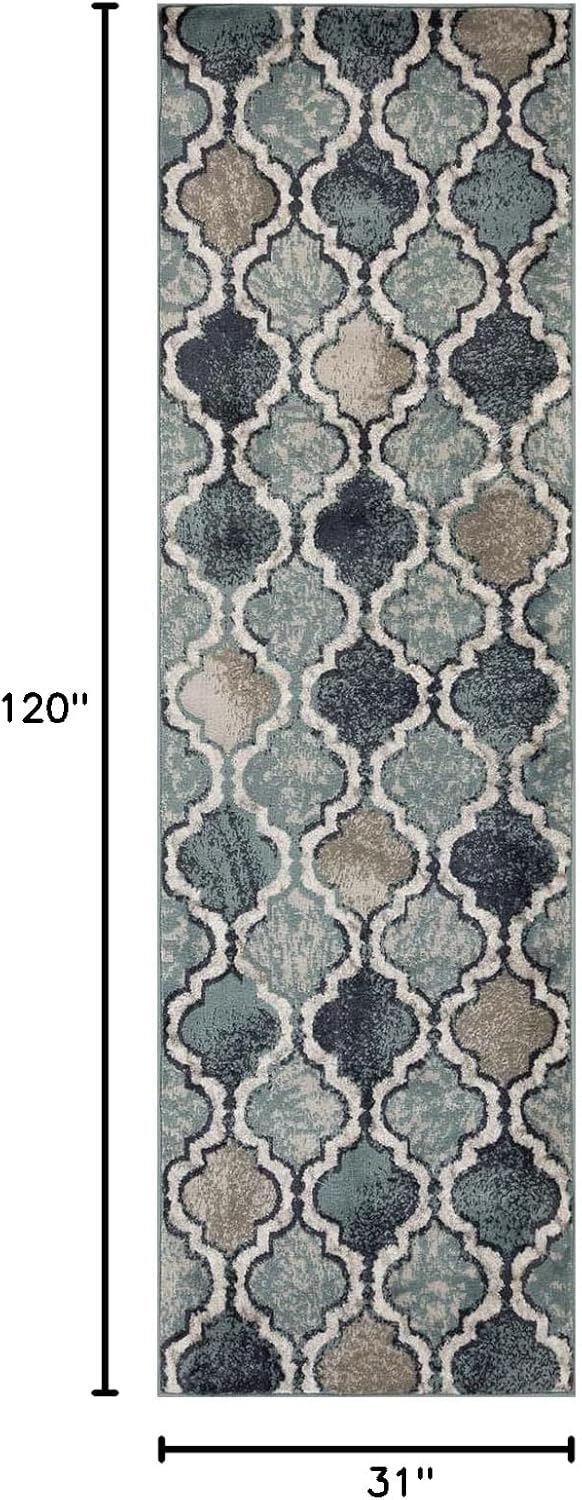 BNM Indoor Runner Area Rug with Jute Backing, Perfect for Kitchen, Bedroom, Hardwood, Living Room, Dorm, Entry, Office, Transitional Versatile Design, Viking Collection, 2'7" x 10', Deep Royal