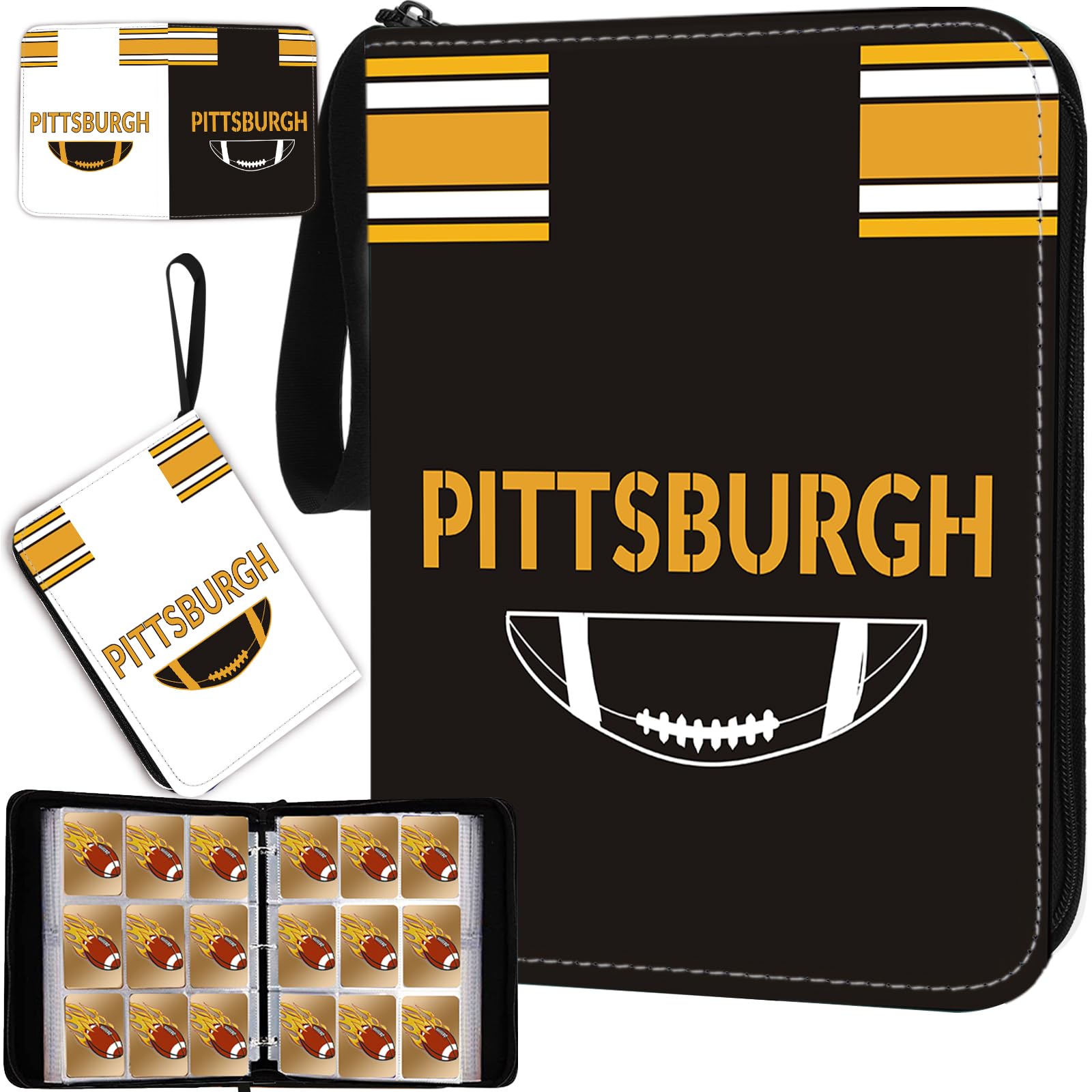 Amazon.com: Football Card Binder with Sleeves 900 Pocket, Pittsburgh Football  Card Holder for Trading Cards Sports Card 3 Ring Binder Folder Collector  Album Storage Book Case Kids Boys Girls Gift : Toys