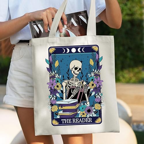 Miniatura 3 de WZJHCL The Reader Tote Bag Tarot Card Tote Bolsa de compras Oculta Tarot Card Reutilizable Bolsa de mano Bolsa de hombro Witchy, Bolso tote The