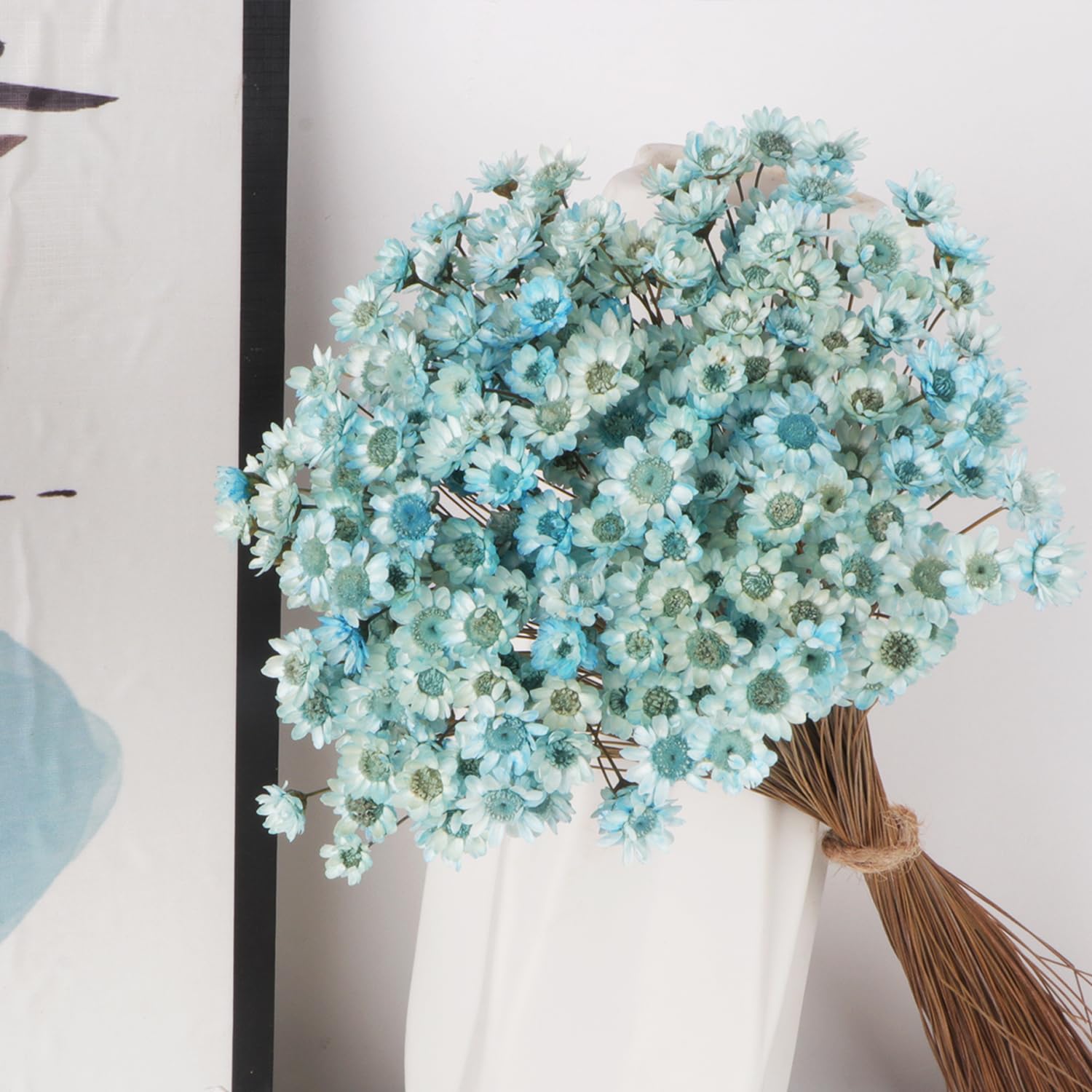 300 PCS Brazilian Small Daisy Decorative Dried Flowers Blue Mini Daisy Baby's Breath Chamomile Bouquet for Holiday Party Decoration DIY Home Wedding Floral Arrangements - Image 4