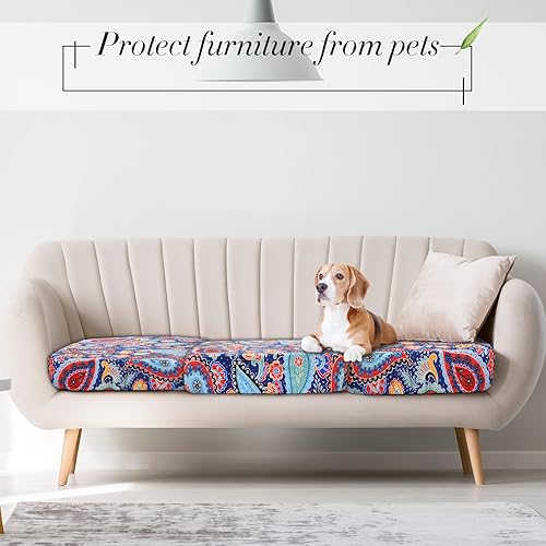 Miniatura 6 de Newwiee Funda de cojín, para cojín de asiento de sofá o sillón, 8 unidades, elástica, para sofá, muebles de patio y exteriores, de repuesto, suave,