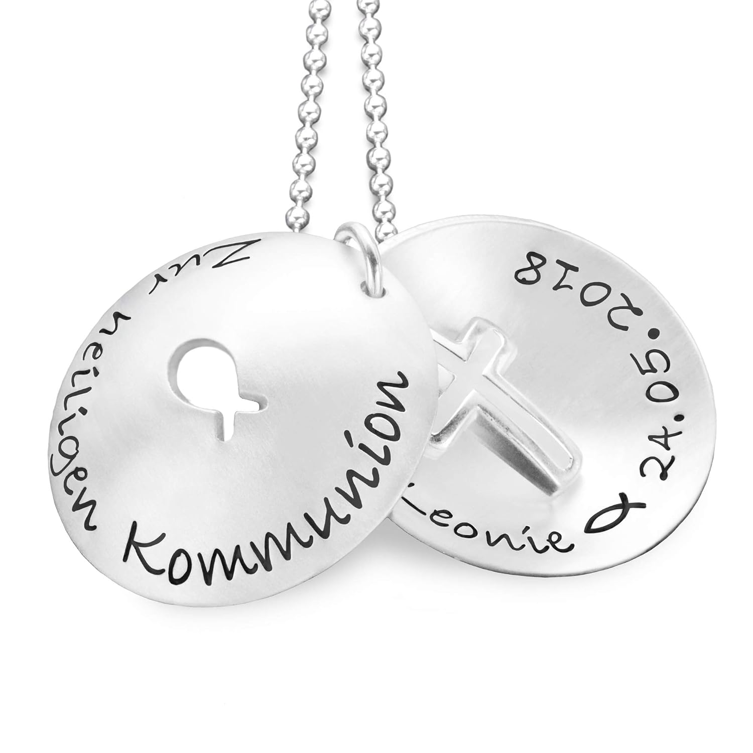 Silber Kreuz 925 925 Silber Kreuz-Anhänger Mit Namen-Gravur – Zur Kommunion, Firmung, Taufe, Inkl. Kette Kette Kommunion