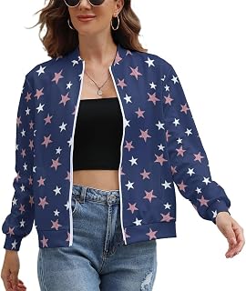 Women's Zipper Jackets American Flag-star Sweatshirts Shirts Long Sleeve Unique Tops