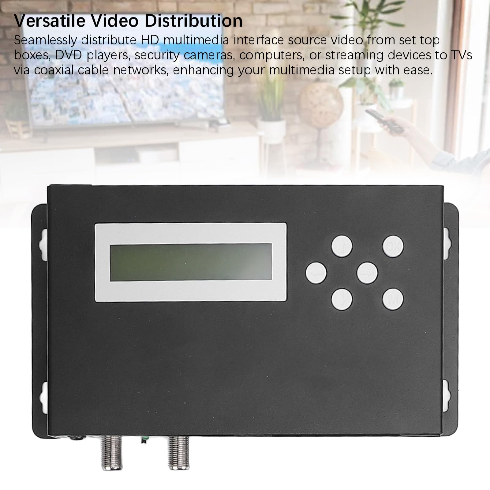 Luocute Modulador Coaxial RF, Modulador Digital de Entrada única con Interfaz Multimedia HD Codificación 4K 30HZ MPEG4 H.264, para Distribución de TV a Través de Cable Coaxial RG6 RG7 RG11 (Enchufe