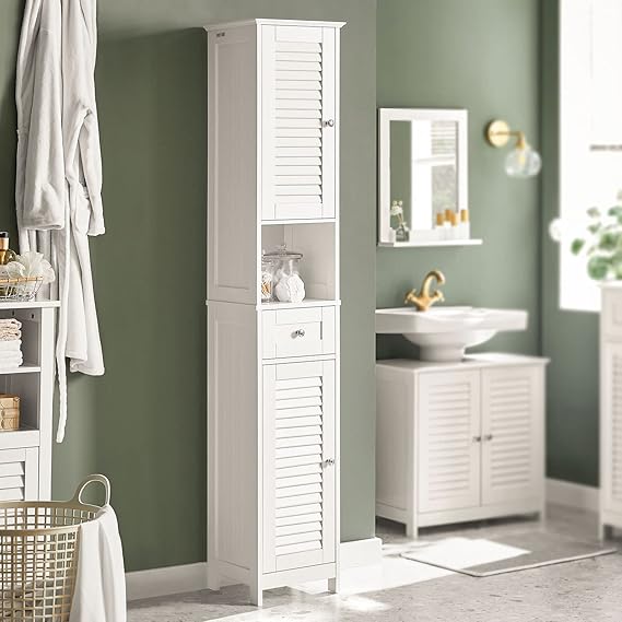Haotian Floor Standing Tall Bathroom Storage Cabinet