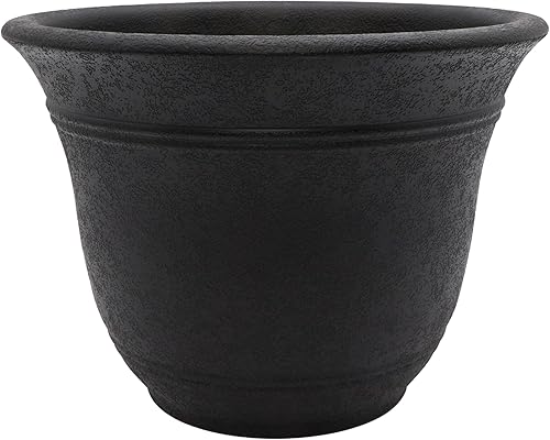 The HC Companies Maceta redonda Sierra de 10 pulgadas con riego automático, resistente a la intemperie, de resina plástica, para flores, jardín,