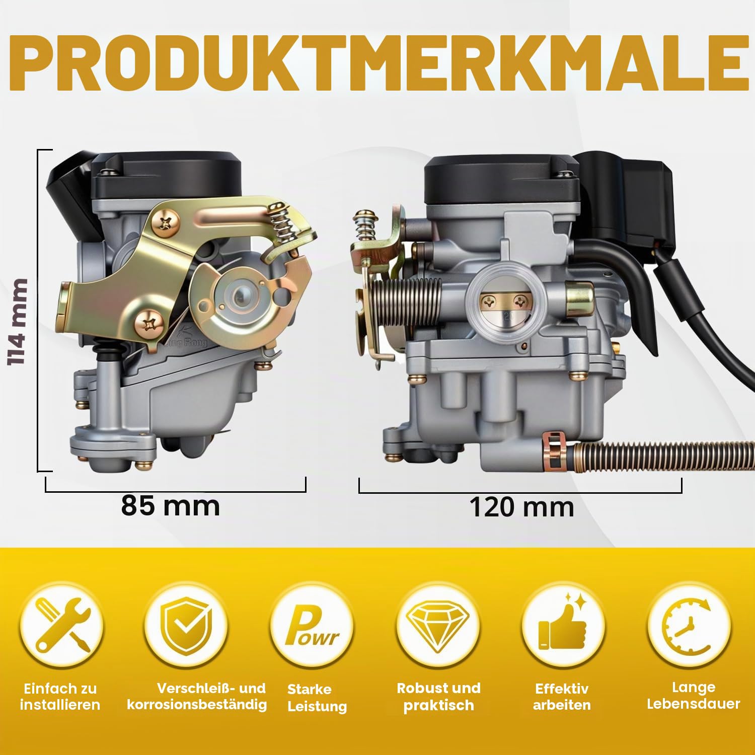 CVK PD18J Vergaser,Motorrad Vergaser für 4 Takt GY6 50CC 139QMB 139QMA Dirt Bike Motocross Motorrad Go Karts Scooter Quad ATV Filly 50