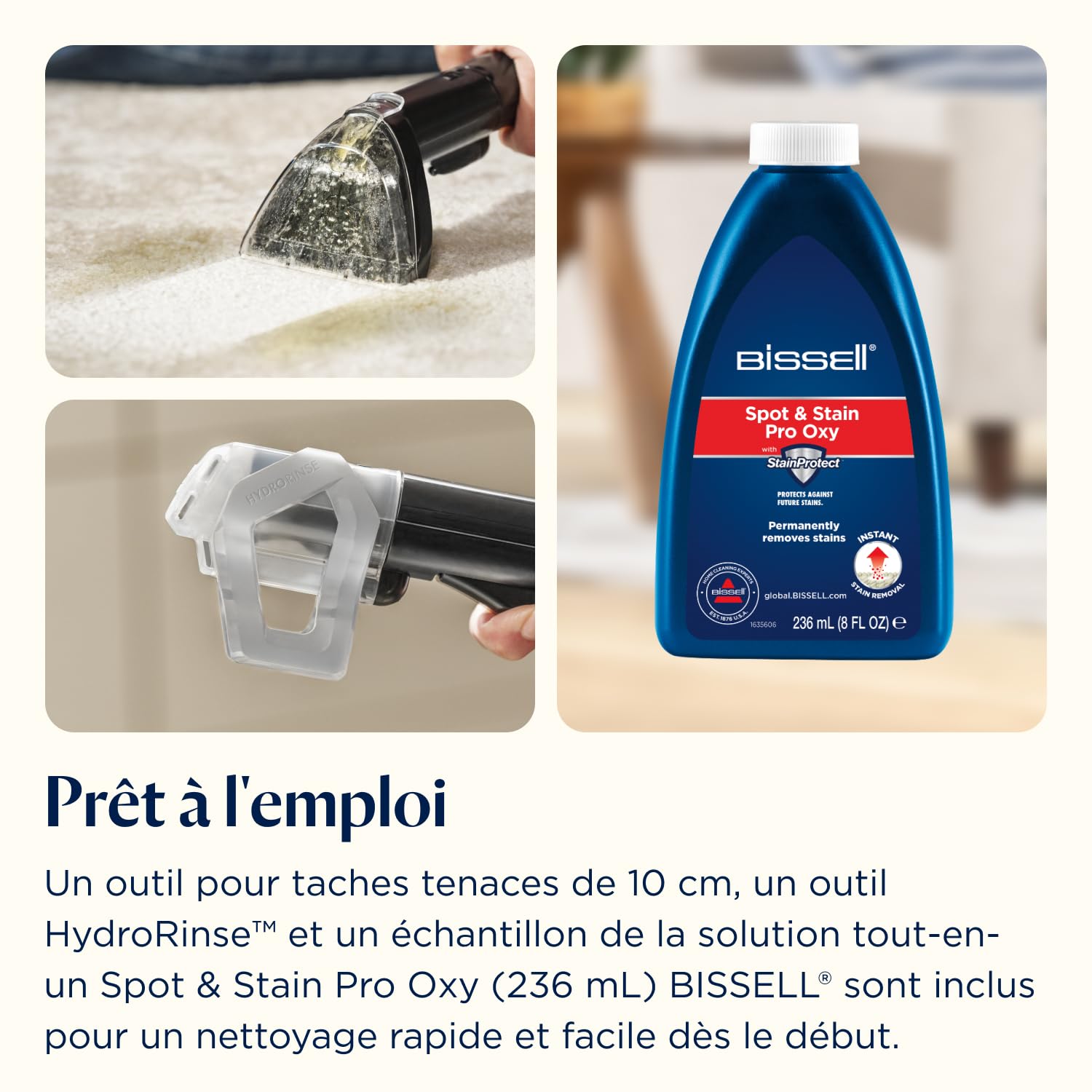 BISSELL SpotClean ProHeat Advanced, Shampouineuse, Shampouineuse Canapé Compact Multi-surfaces, Nettoyeur Canapé Tissu Moteur 1125W, Triple Nettoyage taches tenaces, Filaire, 3924N