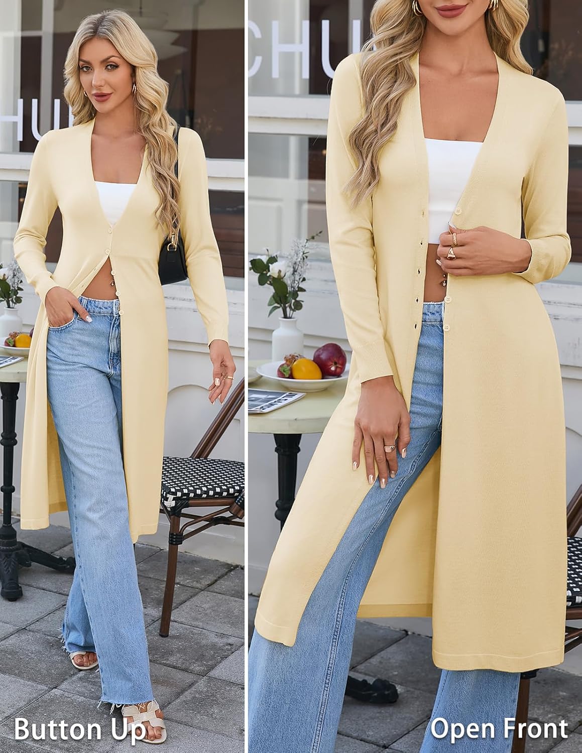 GRACE KARIN Womens Long Cardigan Trendy, Lightweight Knit Dusters Coat, V Neck Button Up Sweater Maxi Dress - Image 9